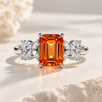 Bague de luxe pour femme en or 18 carats avec émeraude orange de laboratoire taille Fanta, certifiée IGI, pour mariage et soirée, bijoux fins, vente en gros OEM ODM