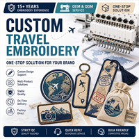 Fabrication sur mesure de broderies de voyage, service OEM ODM tout-en-un, patchs, porte-clés, accessoires, directement de l'usine