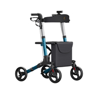 Sac de courses en nylon 420D avec siège rembourré, déambulateur pour personnes âgées, déambulateur en aluminium, roues légères, aide à la marche confortable pour