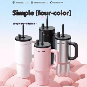 DD3579 710ml Double tasse de voyage en acier inoxydable isolée sous vide gobelet à <span class=keywords><strong>thé</strong></span> et café avec poignée et paille pour le camping - Product Image 4