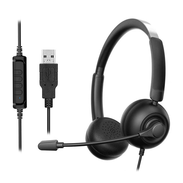 Call Center Wired USB Headset for PC Gaming with Over-Ear Earmuffs Dynamic Drivers Travel & Mobile Phone Use