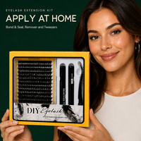 Kit d'extension de cils DIY pour débutants, usage domestique, 8-16mm, courbure C/CC, avec colle et dissolvant, cils segmentés effet wispy