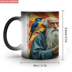 Frosted Black <b>Ceramic</b> <b>Mug</b> 11oz Heat Changing Magic Cup With Frog And Wizard Design - Product Image 1