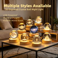 Boule de cristal 3D avec gravure laser intérieure, artisanat créatif, lumière LED décorative à brancher, veilleuse moderne, éclairage chaleureux, cadeau pour le salon