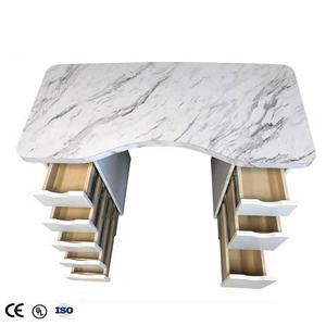 Mesa de uñas de madera de gran capacidad para manicura, muebles de salón de lujo directos de fábrica con múltiples cajones, <span class=keywords><strong>centro</strong></span> de peluquería y manicura - Product Image 1