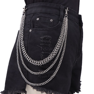 โซ่คล้องกางเกงโลหะหลายชั้น โลหะผสมสังกะสี สำหรับทุกเพศ สไตล์ฮิปฮอป ใช้ได้ทุกวัน - Product Image 1