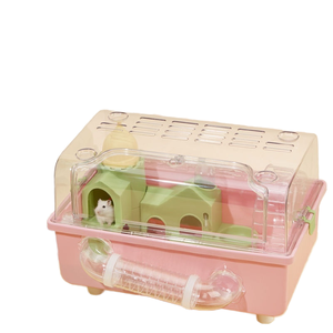 Doppia piattaforma di lusso gabbia di Maca per criceti PET trasparente in plastica nido di orso oro seta acrilico pulsante quattro stagioni Villa solida - Product Image 5