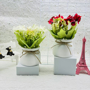 Bonsaï de tournesol artificiel 18 cm blanc rose jaune rouge, décorations de mariage, plantes en pot pour la maison et le salon, ornements en plastique - Product Image 1