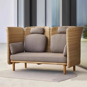 Conjunto de sofá de ratán en forma de L para exteriores, con estructura de aluminio impermeable, muebles de jardín para uso en villas, patios y hoteles. - Product Image 3