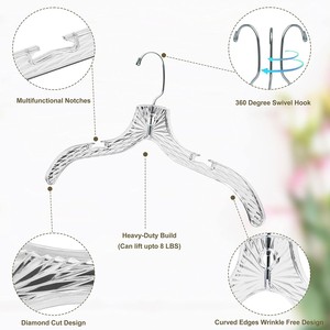 Perchas Transparentes Estándar para Exhibición en Tiendas <span class=keywords><strong>de</strong></span> <span class=keywords><strong>Ropa</strong></span>, Perchas <span class=keywords><strong>de</strong></span> Plástico Transparente con Gancho Giratorio <span class=keywords><strong>de</strong></span> 360 Grados - Product Image 1