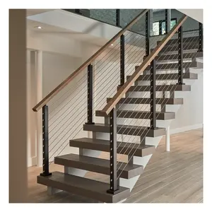 X-KPR kendi marka açık merdiven korkuluk tasarım paslanmaz çelik kablo korkuluk sistemi merdiven korkuluk