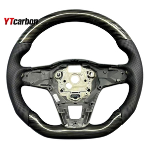 YTcarbon pour <span class=keywords><strong>Golf</strong></span> MK8 GTI <span class=keywords><strong>GTE</strong></span> GTD TCR R modifier pièces automobiles accessoires intérieurs de voiture Style Vintage volant en bois personnalisé - Product Image 4