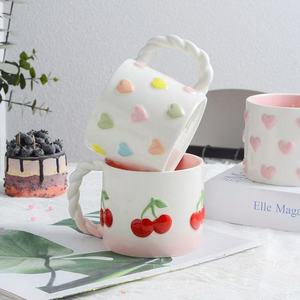 Taza de cerámica M Twist, taza coreana pintada a mano de Color bajo vidriado, linda flor de nicho, té, pareja, taza de café, recuerdo, Vasos - Product Image 2