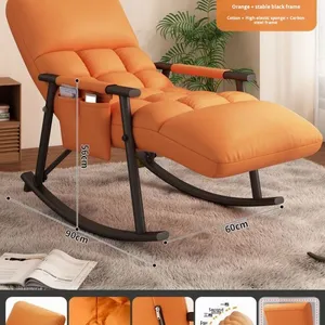 Fauteuil inclinable réglable en tissu avec support de repose-pieds Fauteuil à bascule moderne pour salon chambre balcon - Product Image 6