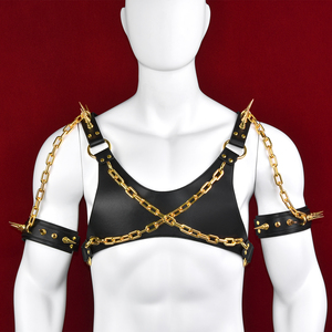 Ceinture de harnais de poitrine en cuir d'usine BDSM avec chaîne en cuir PU Bondage <span class=keywords><strong>Lingerie</strong></span> pour hommes sexy. - Product Image 1