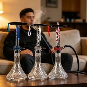 Moderno y Lujoso Set de Cachimba de Acero Inoxidable con Espejo, de un Solo Tubo, Estilo Árabe Europeo, Ecológico - Product Image 4