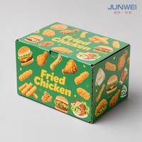 Caja para Pollo Frito Impresa Personalizada, Papel Corrugado de Grado Alimenticio, Empaque para Llevar para Comida Rápida