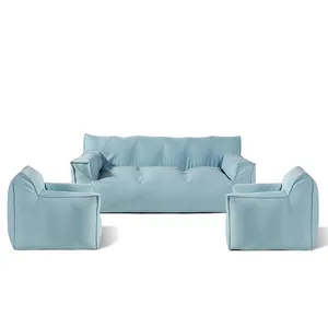 Polyester 3 Seater Light Blue Waterproof UV Resistant Removable Cover Garden Patio Bean Bag Sofa Set Outdoor Garden Furniture