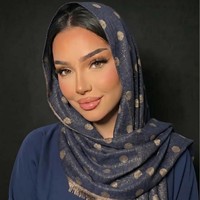 Écharpe longue en coton artificiel pour femme, châle, foulard, couleur unie, jacquard à pois en soie dorée
