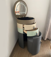 Hanyee - Coiffeuse moderne minimaliste et créative, ensemble de coiffeuse cylindrique avec tabouret, table de maquillage avec miroir pour chambre à coucher