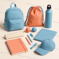 Ensemble cadeau promotionnel personnalisé avec logo : carnet, stylo, sac fourre-tout, bouteille USB pour événements éducatifs et programmes de formations