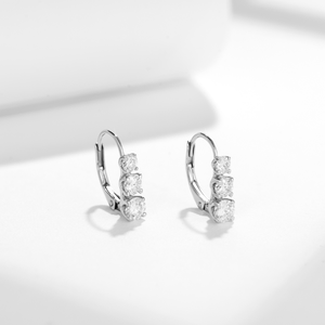 Pendientes de Aro Ruizuan de Moissanita al por Mayor, Joyería a Granel, Pendientes Minimalistas de Plata Esterlina, Diseño Moderno y de Moda, Rodio - Product Image 4