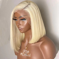 Perruque droite pré-épilée en cheveux humains Remy, densité 180, blond cendré, avec dentelle transparente HD, idéale pour mariage, rendez-vous ou bureau