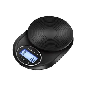 3/5kg Waterproof Round Shape Electronic Kitchen Scale Digital Coffee Timer Scale silicone pad
