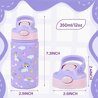 Bouteilles d'eau imprimées en 5D avec logo personnalisé pour enfant, gobelet isotherme de 12 oz pour enfants, tasse thermos sous vide de dessin animé pour l'extérieur
