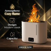Humidificateur ultrasonique électrique intelligent, diffuseur d'arômes avec effet de flamme, télécommande, fabricant, vente en gros pour usage domestique