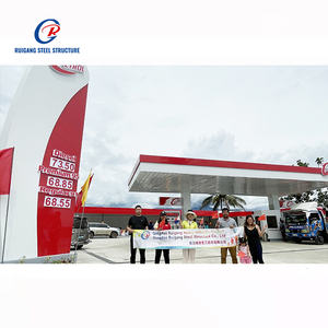 Dessin de conception Structure en treillis haute résistance Bâtiment en acier Shell <span class=keywords><strong>Station</strong></span>-service avec auvent s - Product Image 4