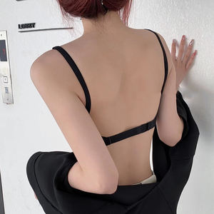 Venta al por mayor de fábrica sin espalda en forma de U BH Ice Silk Ladies Bra Single-breasted Seamless Brassiere Wireless Push up Bra para mujer - Product Image 1