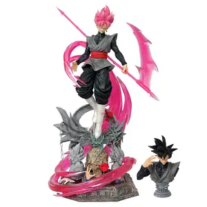 48cm Anime Dragon Balls Illuminated Base Double Head Replaceable Peach red Goku Binary Figures