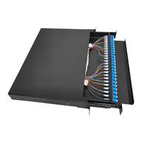 Kotak Terminal Serat Optik LC 48 Port 1U Densitas Tinggi dengan Rak Tarik untuk Jaringan FTTH/FTTx