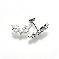 Boucles d'oreilles clous unisexe en titane ASTM F136 plaqué or, motif ailes d'ange classiques avec zircon, pour mariage, hélix d'oreille