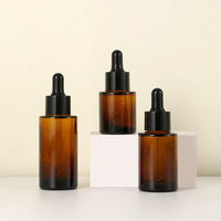 Flacon compte-gouttes en verre ambré avec protection UV et logo personnalisé, couvercle compte-gouttes noir pour huile d'aromathérapie, sérum, échantillon cosmétique, conteneur de distribution