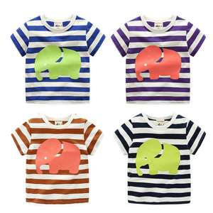 Vêtements en gros pour enfants, t-shirts en coton rayés de différentes couleurs, achat en gros en provenance de Chine - Product Image 1