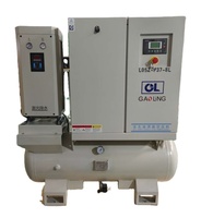 Compresseur d'air à spirale sans huile YiBang 3.7KW 380L/min 8bar 380V, quatre-en-un avec sécheur par adsorption, réservoir 200L, aimant permanent