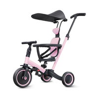 Tricycle poussette portable haut de gamme à 4 roues pour bébé, pliage en un clic, cadre en acier inoxydable, roues en PVC/PU, capacité de charge de 15 kg