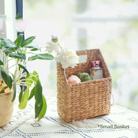 Panier de rangement en jacinthe d'eau tressé à la main, style pastoral, en forme de calebasse, avec 2 bacs organisateurs inclinés à dossier haut – Vente directe usine