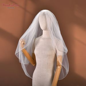 <span class=keywords><strong>Voile</strong></span> de mariée Youlapan V15 élégant et minimaliste, double couche en maille transparente avec peigne à cheveux en métal de haute qualité - Product Image 2