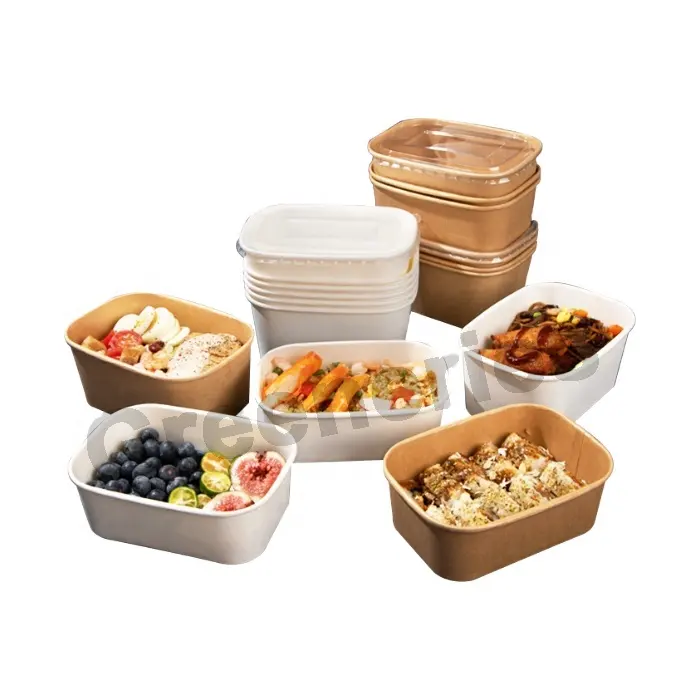 Benutzer definierte Lagerung zum Mitnehmen Einweg-Lunch papier Lebensmittel Catering Box Container Verpackung zum Mitnehmen mit klarem Bastel deckel