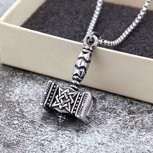 yunnique Men's Stainless Steel Thor's Hammer Pendant Necklace Geometric Design Gift Jewelry - Product Image 2