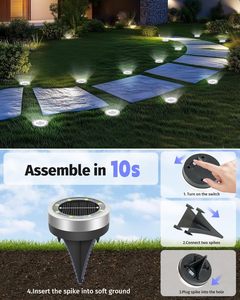 Lámpara Solar LED Recargable <span class=keywords><strong>de</strong></span> Acero Inoxidable, Impermeable IP55, para Exteriores, Jardín/Patio, con Ángulo <span class=keywords><strong>de</strong></span> Haz <span class=keywords><strong>de</strong></span> 360° y Doble Temperatura <span class=keywords><strong>de</strong></span> Color - Product Image 2