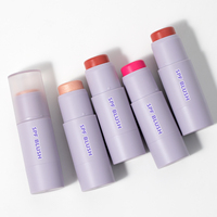 Vente en gros de blush pour les joues en tube violet, vegan, possibilité de créer votre propre logo, OEM, maquillage imperméable, 3 en 1, SPF, blush en stick à étiquette privée