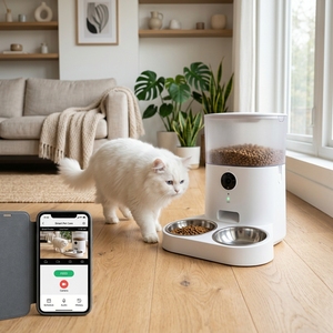 Distributeur automatique de nourriture pour animaux de compagnie contrôlé par application, avec minuterie, caméra et deux bols en acier inoxydable pour chat et chien, alimentation programmée - Product Image 4
