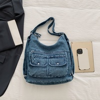 Sac fourre-tout vintage en jean 2026 grande capacité, léger, convertible en sac à dos, sacs à bandoulière décontractés pour femmes, logo personnalisé