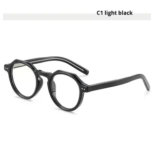 Montura <span class=keywords><strong>de</strong></span> <span class=keywords><strong>Gafas</strong></span> Graduadas Unisex <span class=keywords><strong>de</strong></span> Acetato, Estilo Punk Vintage, Poligonal Ovalada, Artística, Negra, Versátil, Original <span class=keywords><strong>de</strong></span> Exportación - Product Image 6
