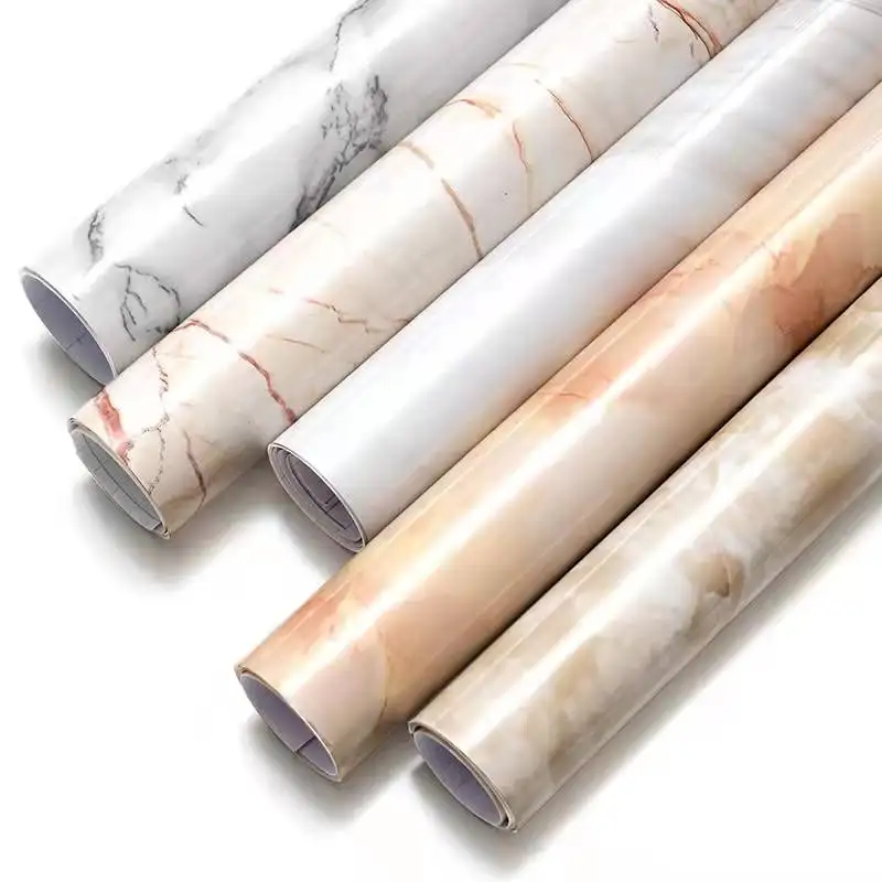 PVC Wall Paper Rolls High Glossy Contact Paper Kitchen Cabinet Backsplash Peel and Stick Wallpaper Waterproof decal paper wood