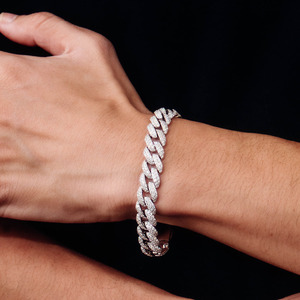 Moissanite Chain Cuban Hip Hop Style <b>Men</b> Gift Cuban Link Chain 7 8 9 Inch Width 10mm Sterling Silver Gold Plated Cuban Bracelet - Product Image 5